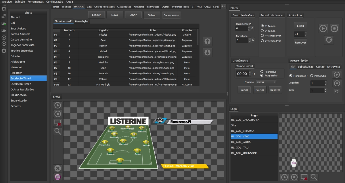 Tela do Player Futebol
